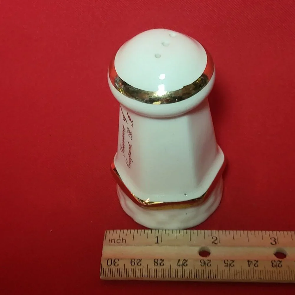 Vintage Lighthouse Salt and Pepper Shaker Gold Trim Set of 2